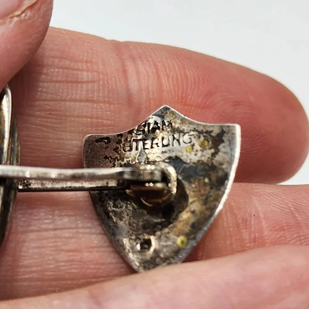Vintage Siam Sterling Silver Niello Dancer In Shield Cufflinks